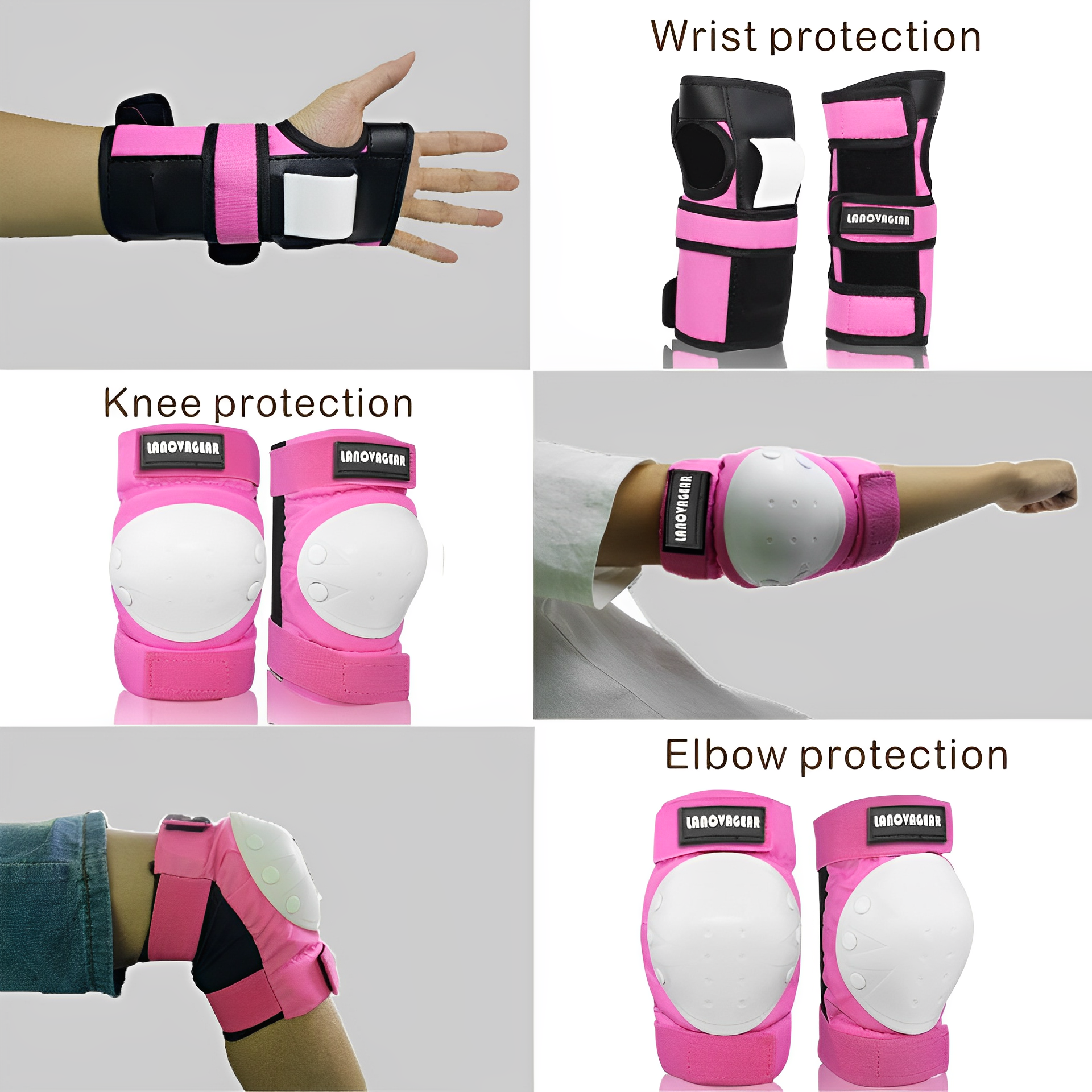 Set de protecciones LANOVAGEAR Rosa Full Skate Shop