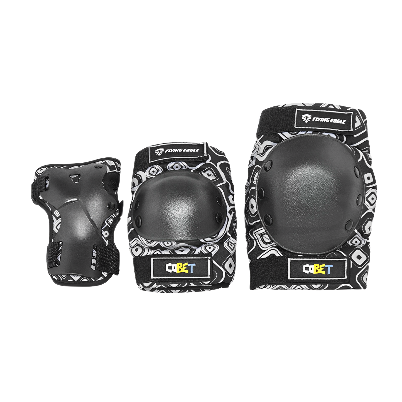 Set coderas muñequeras y rodilleras Flying Eagle Cobet Negra
