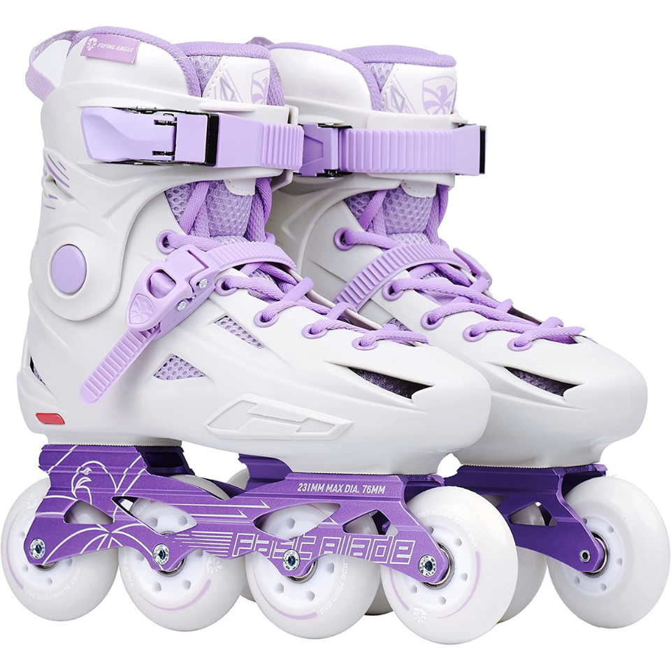  Kingsane Patines para mujer, cuatro ruedas morados, a la moda,  patines de corte alto, patines brillantes para exteriores para jóvenes y  adultos (púrpura-flash, 5) : Deportes y Actividades al Aire Libre